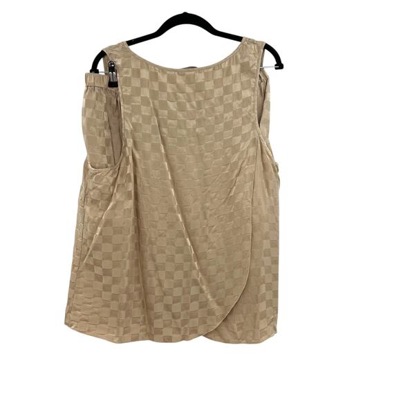 Lunya Silk Checkered Jacquard Silk Short Set Beige Tan Gold Plus Size 1X - Picture 6 of 16